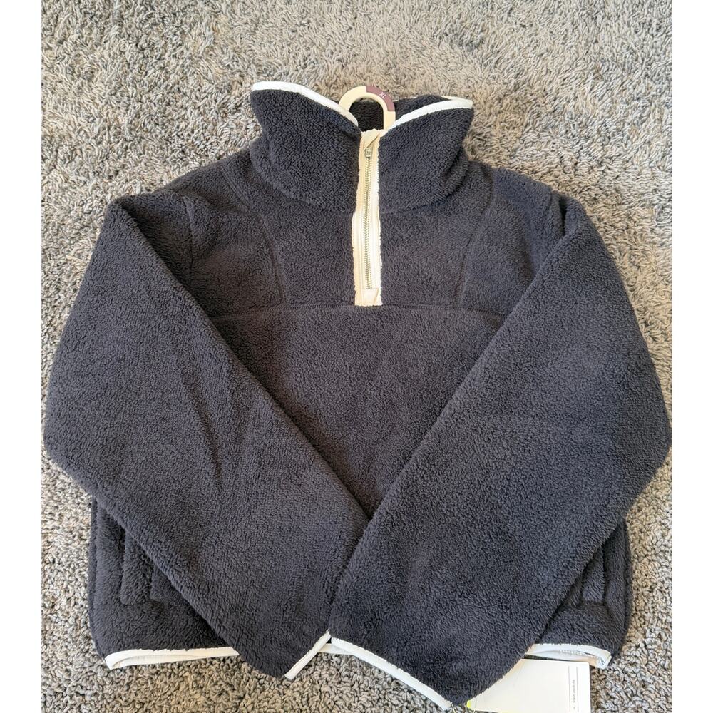 Girls High Pile Black 1/2 Zip Pullover Sweater. All in Motion. New! XL